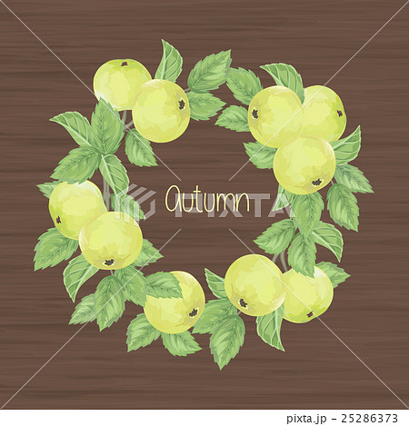 pattern with green apples and leaves 25286373