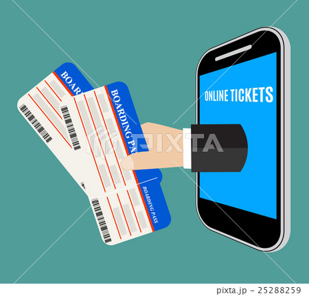 Hand coming out of the smartphone with ticket 25288259