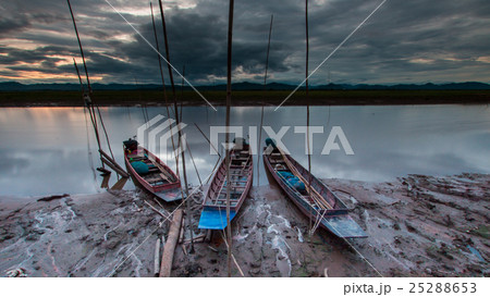 fisherman boat and beautiful twilight in thailand. fisherman boat and beautiful twilight in thailand. 25288653