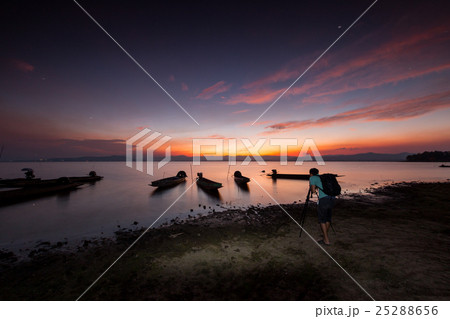 fisherman boat and beautiful twilight in thailand. fisherman boat and beautiful twilight in thailand. 25288656