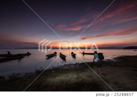 fisherman boat and beautiful twilight in thailand. fisherman boat and beautiful twilight in thailand. 25288657