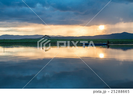 fisherman boat and beautiful twilight in thailand. fisherman boat and beautiful twilight in thailand. 25288665