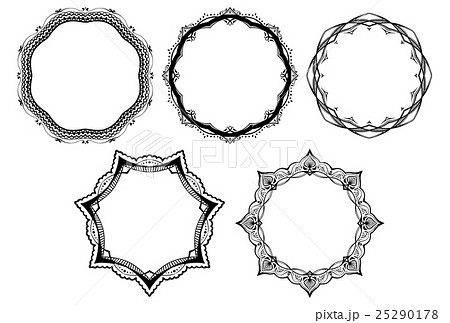レース素材04 オシャレで可愛いフレーム 5パターンのイラスト素材