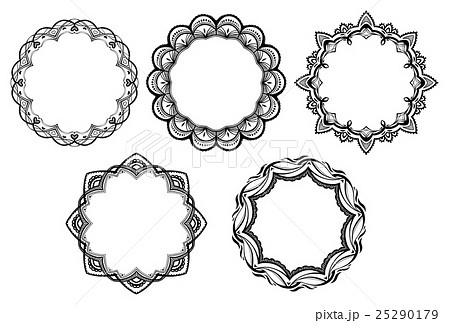 レース素材05 オシャレで可愛いフレーム 5パターンのイラスト素材 25290179 Pixta