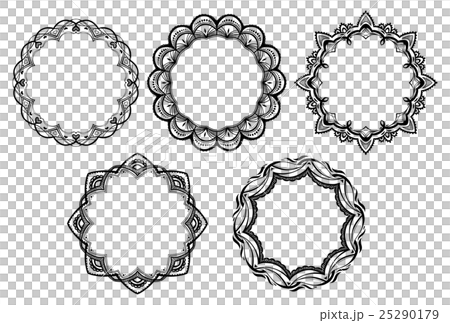 レース素材05 オシャレで可愛いフレーム 5パターンのイラスト素材
