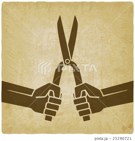 worker hands with shears old background worker hands with shears old background 25290721