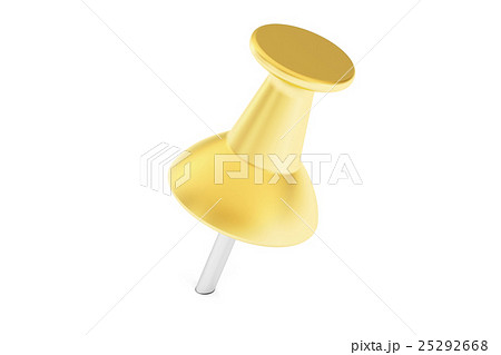 golden push pin closeup, 3D rendering 25292668