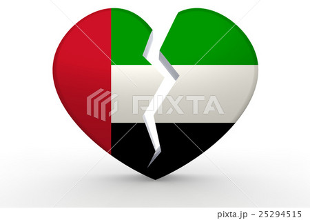 Broken white heart shape with UAE flag 25294515