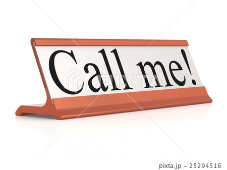 Call me table tag isolated with white background 25294516