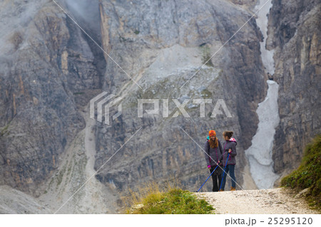 tourist girls at the Dolomites 25295120