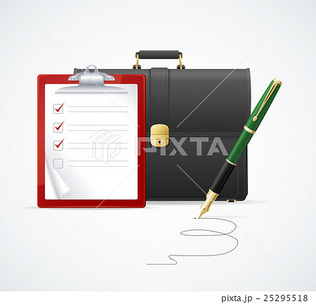 Vector briefcase, cuitcase checklist and pen 25295518