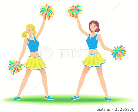 Cheerleaders with poms.Girls support team dancing. 25295970