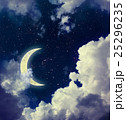 Dark Sky with Clouds, Stars and Crescent Moon 25296235