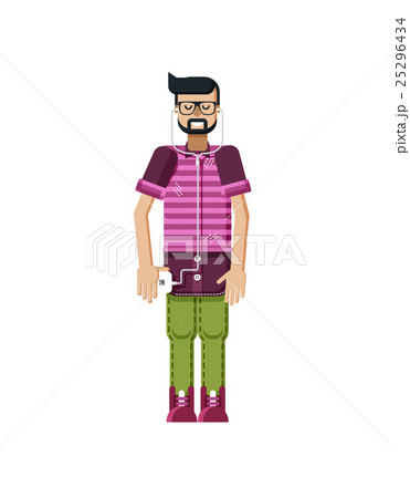 Hipster listens to music from a smartphone 25296434