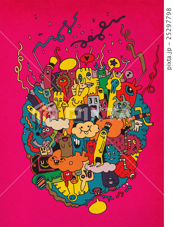 Monsters and alien, hand drawn monsters collection 25297798