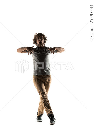 Hip Hop Dancer performing isolated on a white Hip Hop Dancer performing isolated on a white 25298244