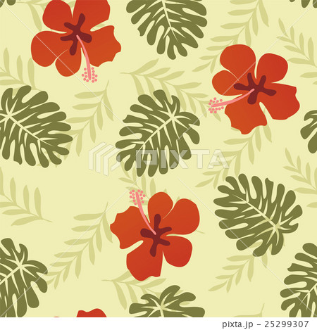 Hawaiian Pattern Tropical leaves - Illustration 25299307
