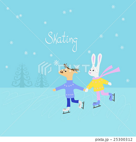 Animals skating in the winter forest 25300312