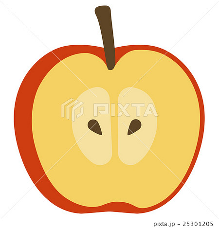 カットしたリンゴのイラストのイラスト素材