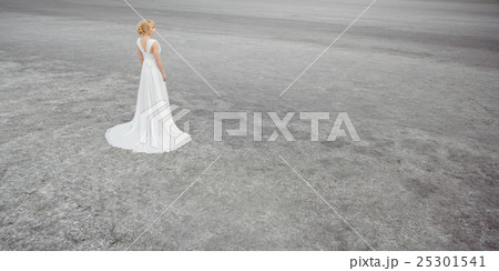 Beautiful bride outdoors in a desert. Beautiful bride outdoors in a desert. 25301541
