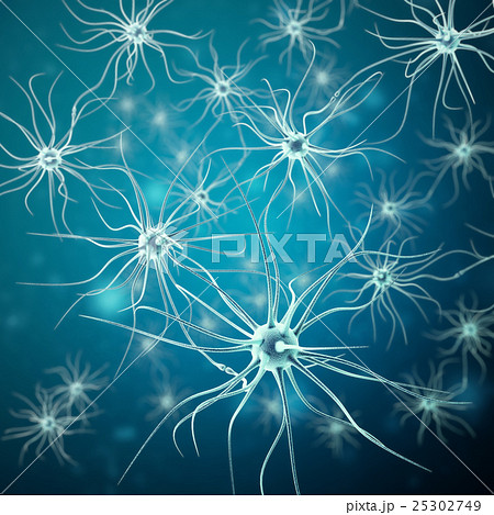 Neurons transmission signals in the head on blue 25302749