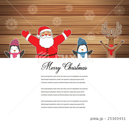 Santa Claus with Reindeer and Penguins. Cartoon 25303431