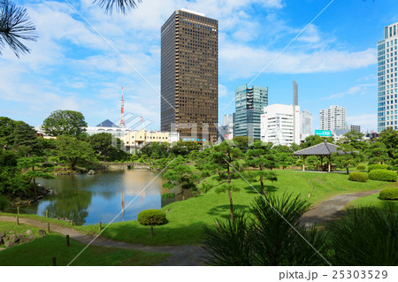 旧芝離宮恩賜庭園と周囲の高層ビル群 25303529