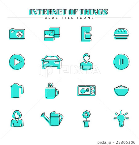 Internet of things and smart home, blue fill icons Internet of things and smart home, blue fill icons 25305306