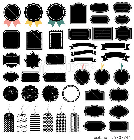 黒 リッチブラック のラベルのイラスト素材