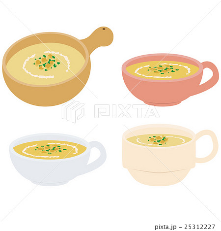 カップスープ ポタージュスープ ４種の器のイラスト素材
