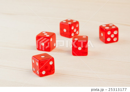 group of five red dices 25313177