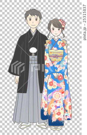 和服的男人和女人 25315837