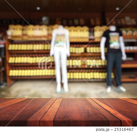 Empty wooden table surface blur background. 25316467