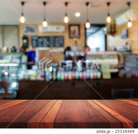 Empty wooden table surface blur background. 25316469