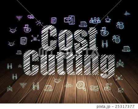 Finance concept: Cost Cutting in grunge dark room Finance concept: Cost Cutting in grunge dark room 25317377