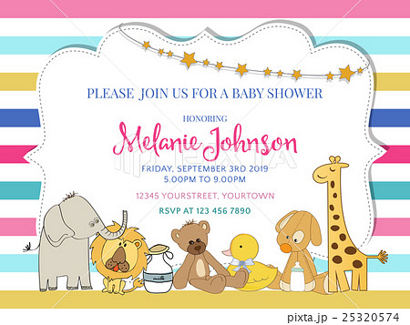 Pretty frame on color lines for baby shower 25320574