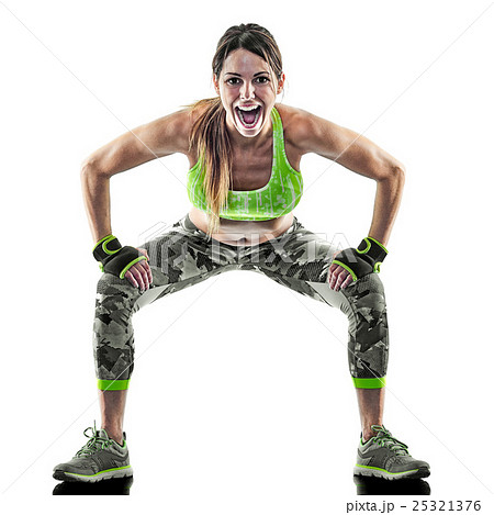 woman fitness boxing pilates excercises isolated 25321376