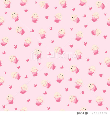 cute rabbit in teacup and hearts illustration 25323780