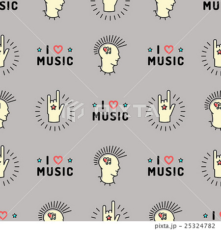 Music seamless pattern Punk Mohawk Rock Grunge 25324782