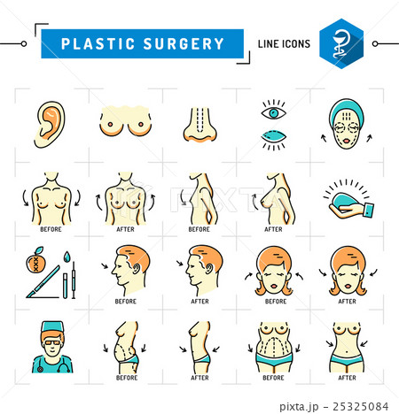 Plastic surgery concept Color thin line icons 25325084