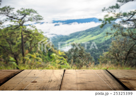 Beautiful and wood planks floor beside hill Beautiful and wood planks floor beside hill 25325399