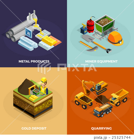 Mining Concept Isometric Icons Set  25325744