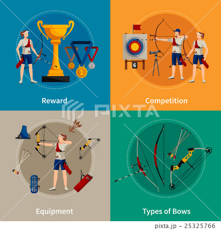 Archery Flat 2x2 Icons Set 25325766