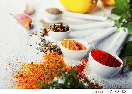Herbs and spices selection, close up Herbs and spices selection, close up 25325889
