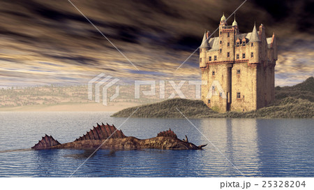 Loch Ness Monster and Scottish Castle 25328204