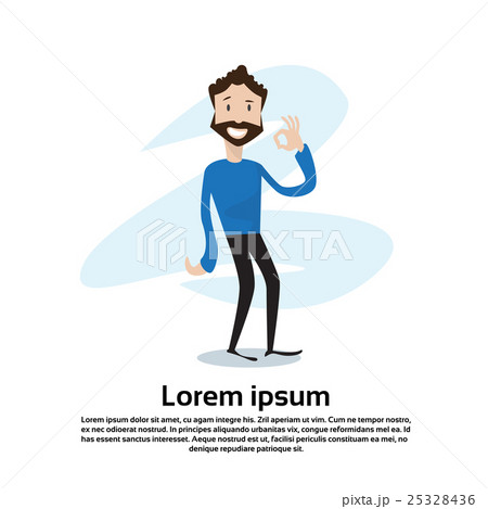 Cartoon Casual Man Ok Finger Gesture 25328436