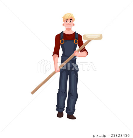 Full length portrait of house painter holding a Full length portrait of house painter holding a 25328456