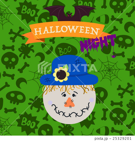 Scarecrow on happy Halloween card 25329201