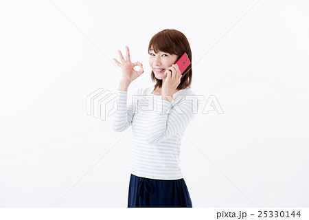 若い女性、電話 25330144