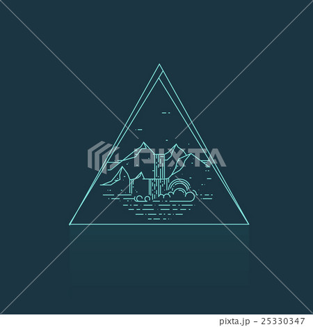 Vector line emblem with mountain landscape and 25330347